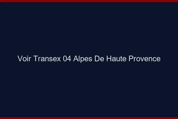 Voir Transex 04 Alpes De Haute Provence